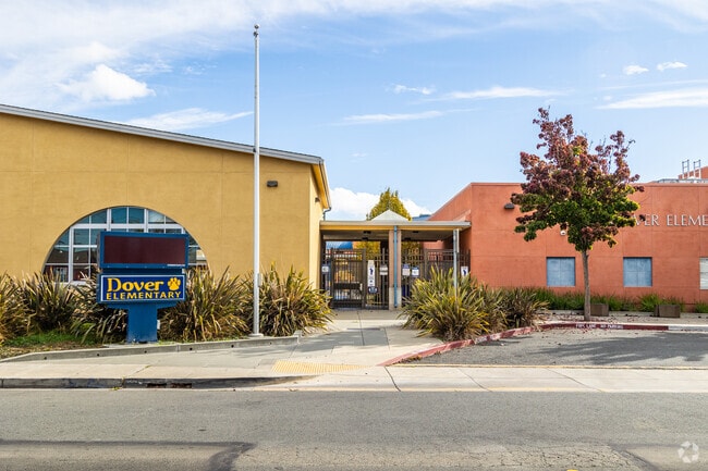 Dover Elementary School occupies a quiet neighborhood street.