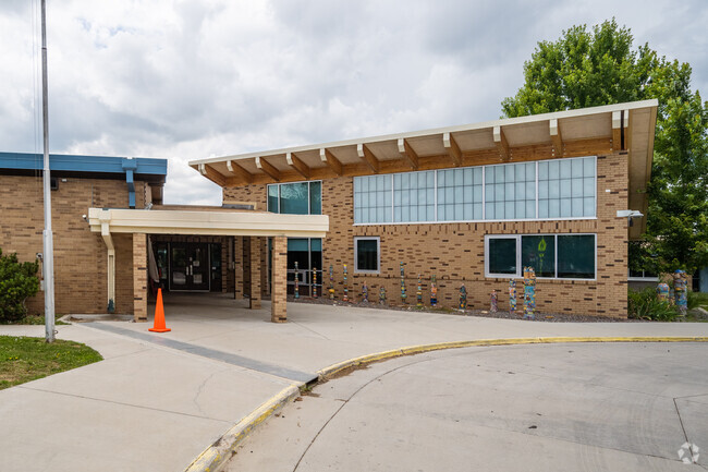 The front entrance at Lafayette Elementary School in Lafayette, Colorado.