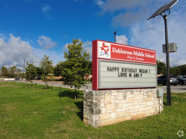 Dahlstrom Middle School is set in a fringe rural setting in Buda, TX.
