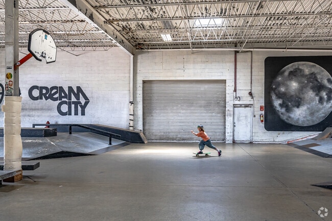 The Cream City Skatepark is a vast, indoor skatepark in Butler, WI.