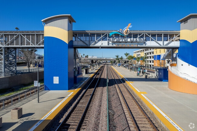 North Main Station offers Metrolink service for Corona commuters.