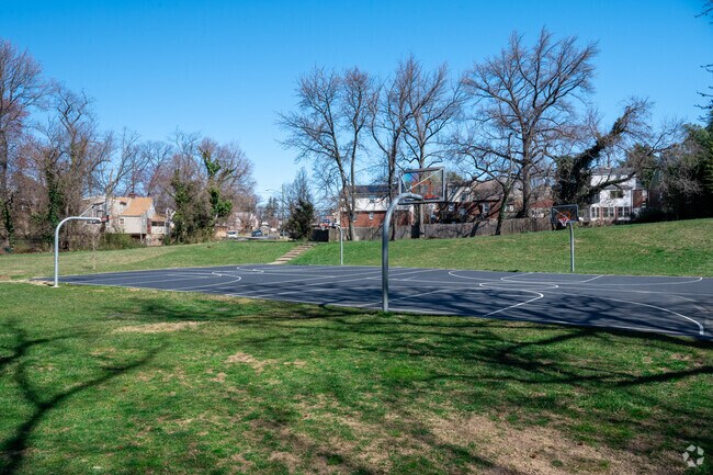 A basketball court at the Coral Hills community center invites youth and families to play and stay active.