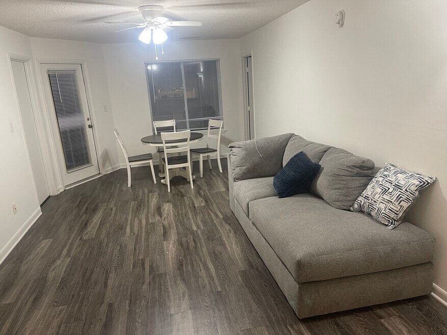Living area and dining room