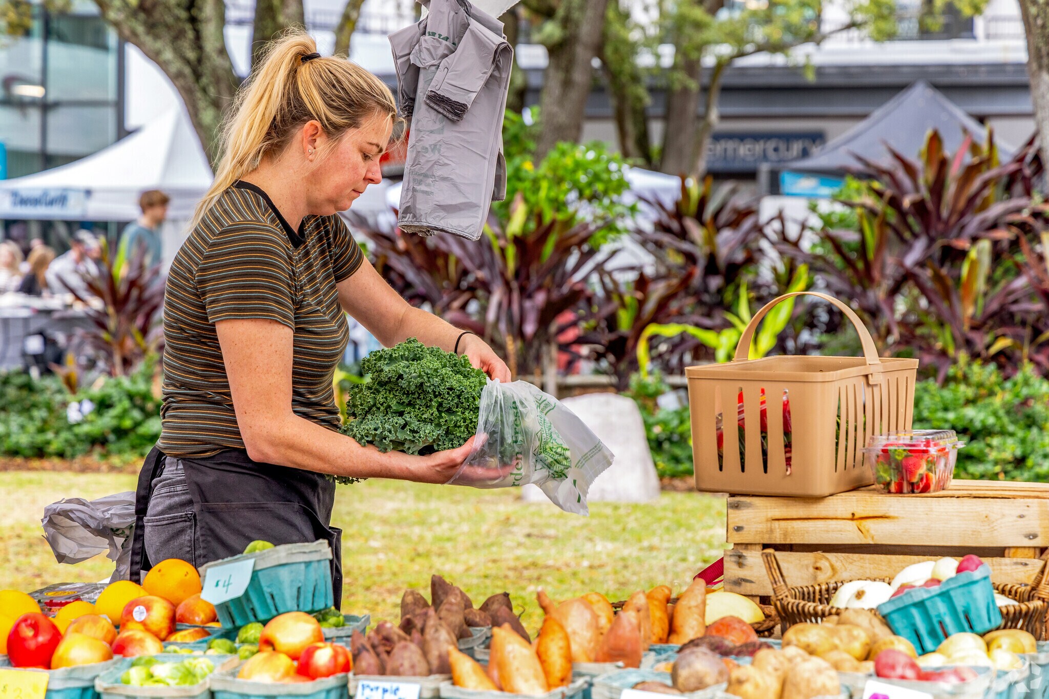 Grab fresh produce from the monthly farmers market in Hyde Park.