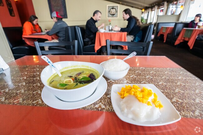 Stop by Tasty Thai Kitchen for delicious green curry and mango sticky rice in Crest Drive.