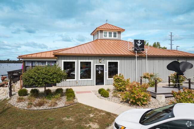 The Quarry sits along Lake Monroe and features patio seating facing the setting sun.