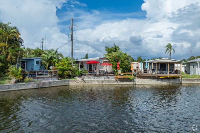 Colorful bungalows sit right beside the water in South Bradenton.