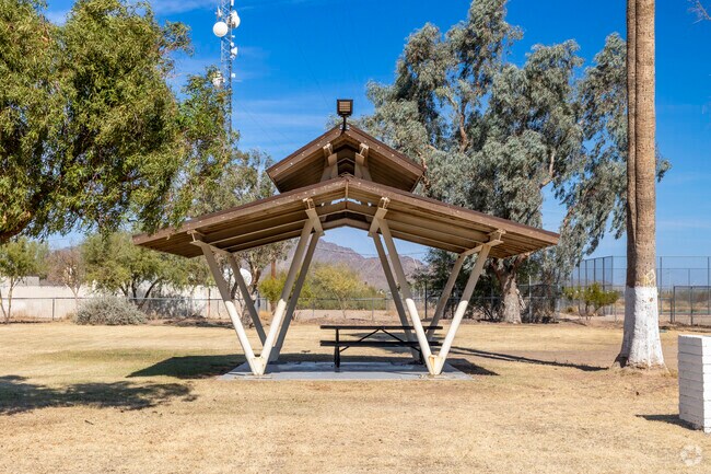 Burleson Park in Gila Bend offers residents a few amenities, including a shaded picnic table.