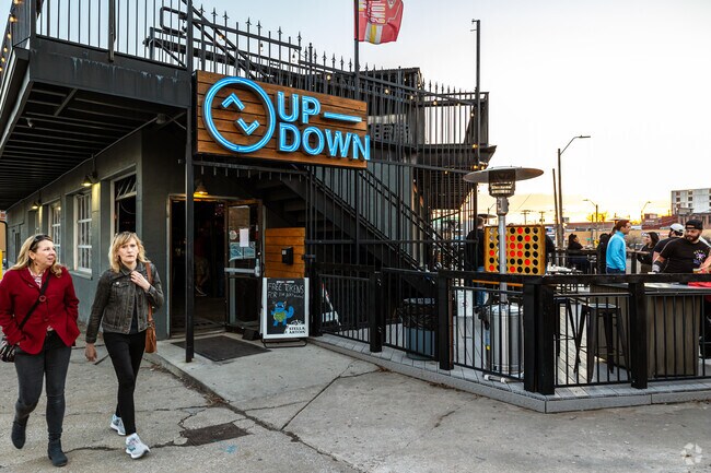 Join your friends at Up Down in the Crossroads area.