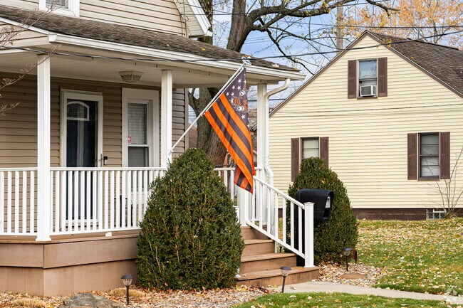 A resident in Lawndale shows his Massillon Tiger pride with a team flag.