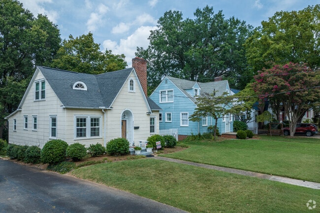 Small cottages provide a pop of color within the Ardmore neighborhood.