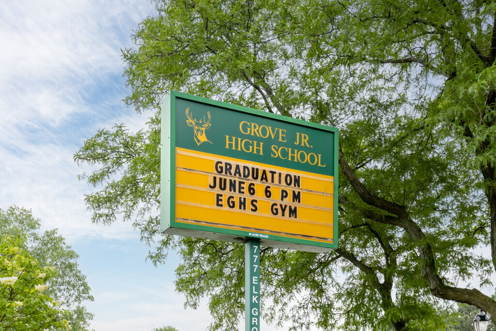 Grove Junior High School serves grades 6th through 8th.