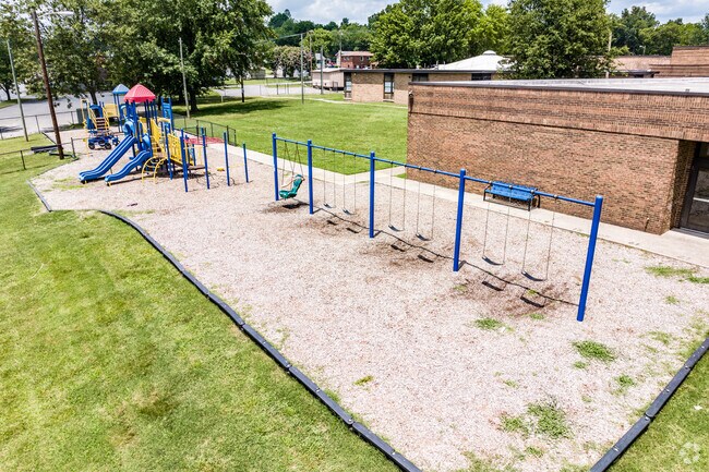 View of the Lakeview Elementary School playground located in Harbour Town, Nashville TN.