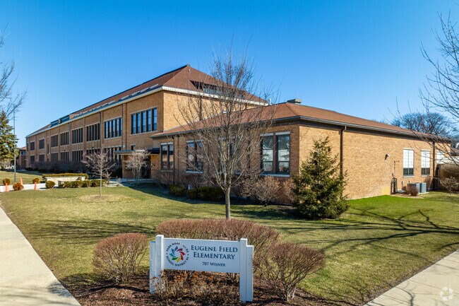 Eugene Field Elementary School sign and entrance.