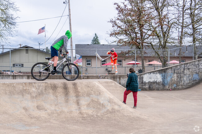 Visitors to Veneta Skatepark bring their bikes, skateboards and scooters to enjoy in Veneta.