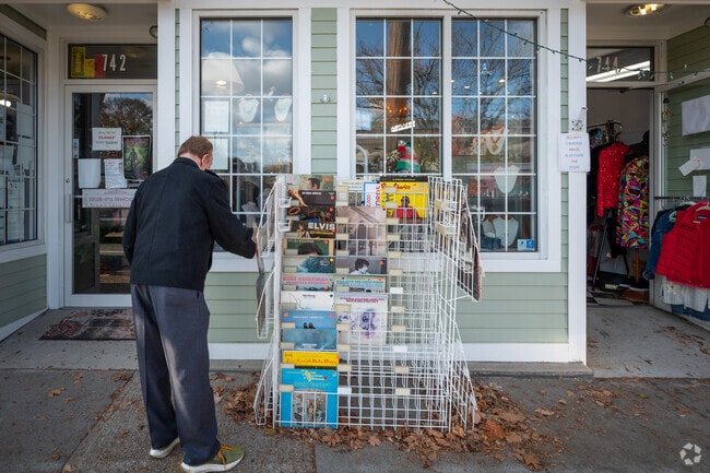 Vinyl records fill the shelves of a local vintage store on Hope Street in East Providence.