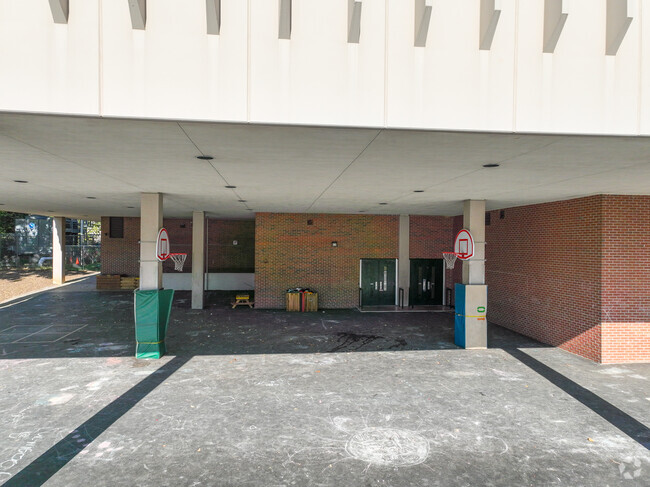 The underground basketball court at Ashland Elementary School