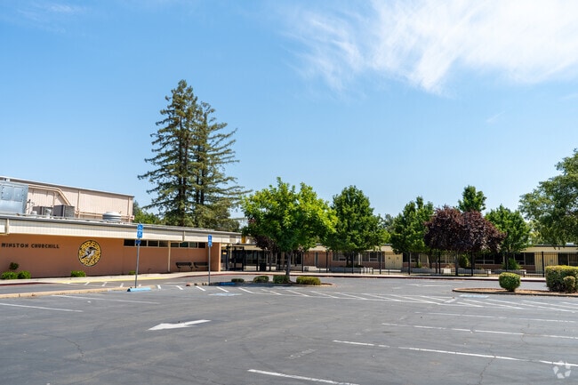Main entrance to Winston Churchill Elementary in School Mission, Carmichael CA