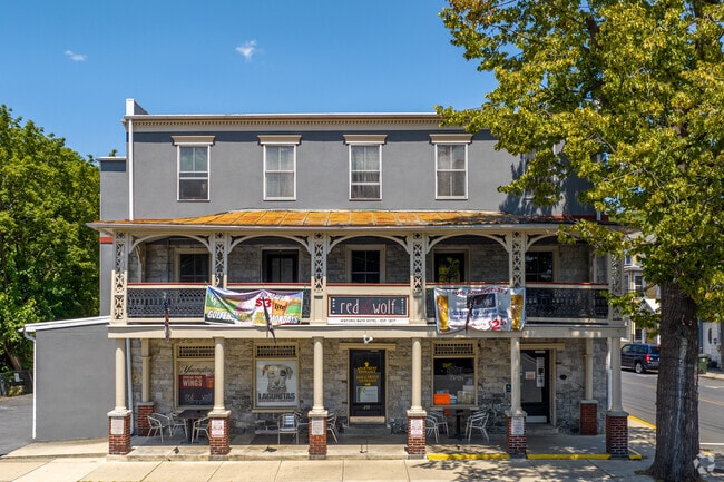 Red Wolf Bar and Grill is located in the Historic Bath Hotel, estimated 1817.