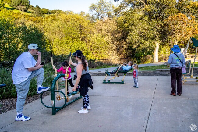 An outdoor gym offers hours of exercise near Lake Chabot at Sequoyah.