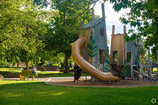 Kids love Washington Park's creative playgrounds.