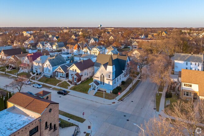 An aerial view of Southside Baptist School in West Allis.