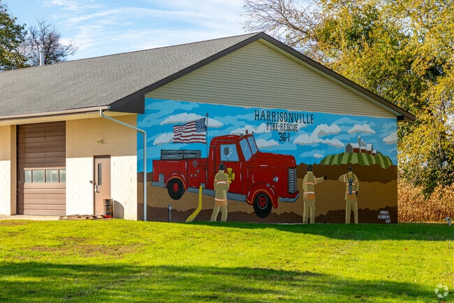 Visit this Harrisonville Fire Rescue mural in South Harrison Township.