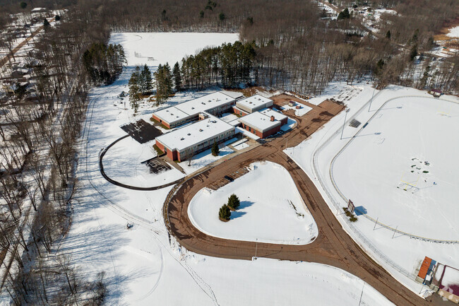 The bus circle and parking lot can be seen at Central Square Middle School in Central Square.