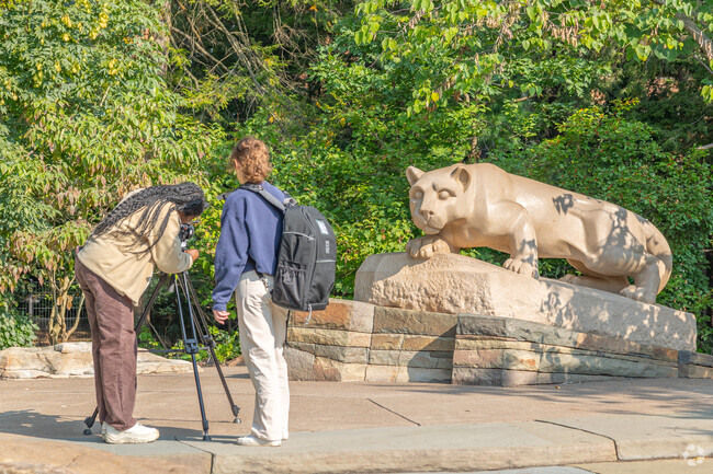 On your visit to Holmes-Foster, take a photo opportunity with the Nittany Lion Shrine.