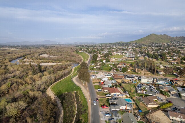 The Santa Ana River flows alongside the Norco Farms neighborhood in scenic fashion.