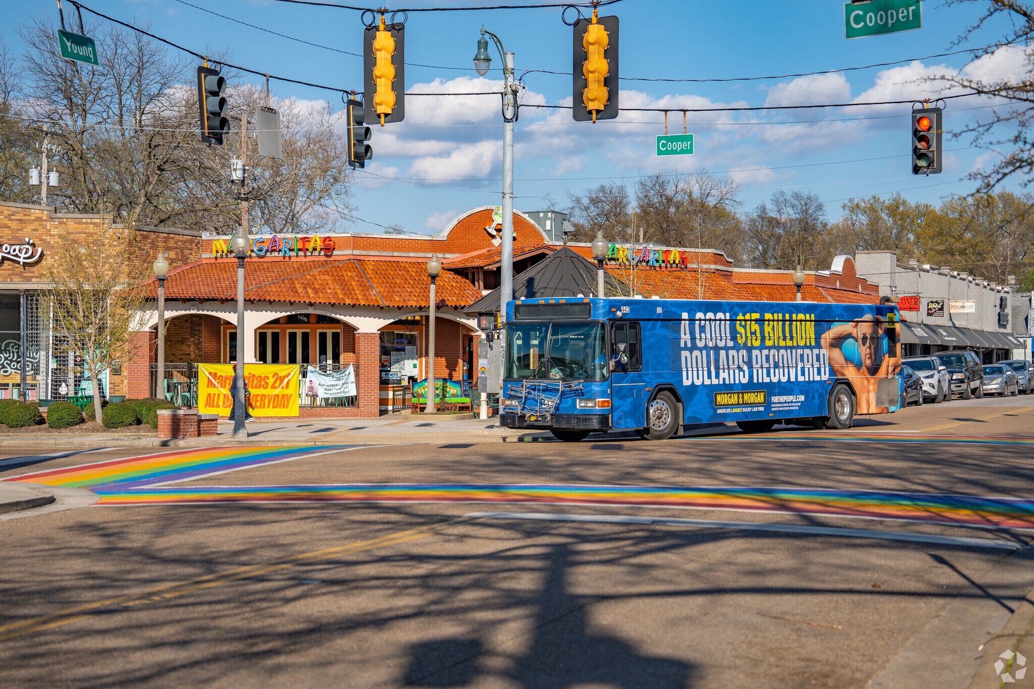 With bus stops on Cooper Street and Young Avenue, public transportation is easily accessible.