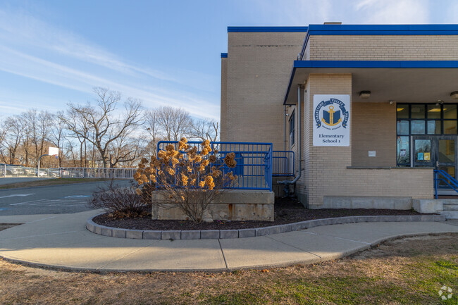 Accessible entrance at Blackstone Valley Prep Elementary School 1 in Valley Falls, Cumberland RI