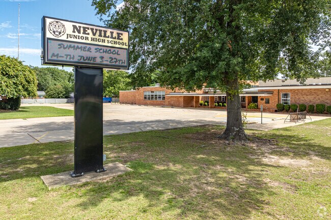 Neville Junior High School challenges and encourages children to learn.
