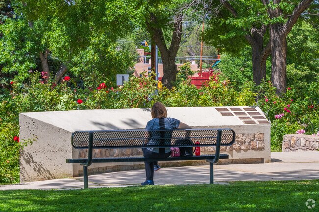 Residents can relax and enjoy the peaceful Harvey H Cornell Memorial Rose Garden.