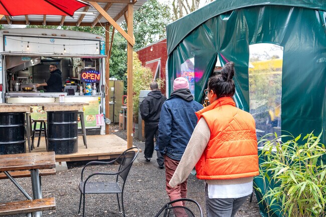 Treat yourself to some lunch at Arbor Lodge's food truck stop.