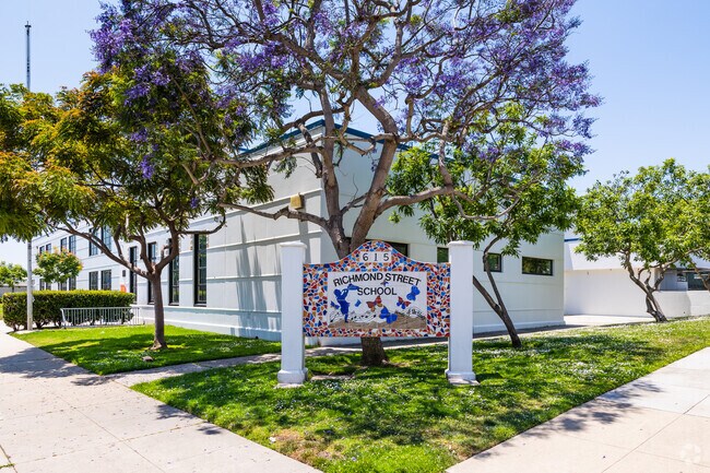 Unique mosaic sign for Richmond Street Elementary School in El Segundo, CA.
