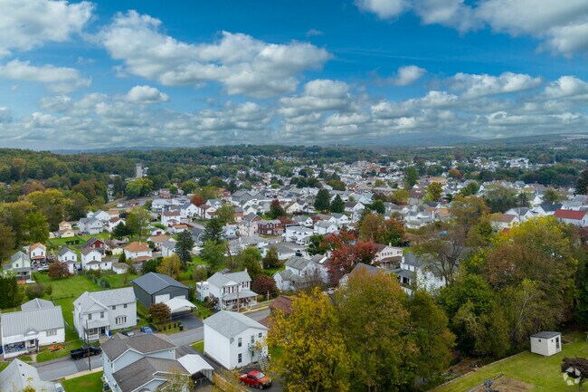 Dupont stretches out towards the Moosic Mountains.