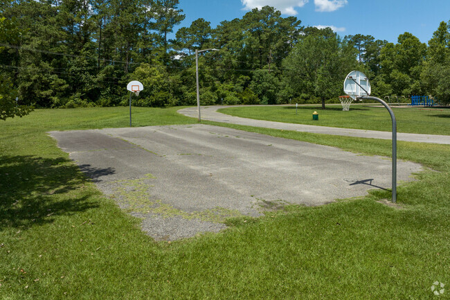 There is a basketball court and a track for students at Conway Elementary School in Conway.
