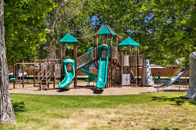 A large green and beige playground at Hooper Park.