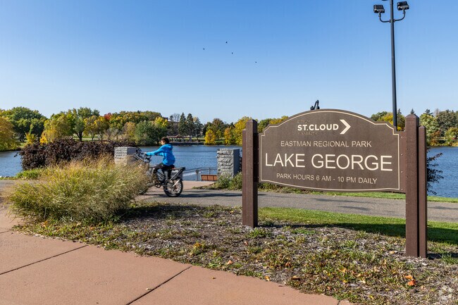 Lake George Park is a popular place for cyclists to enjoy the outdoors.