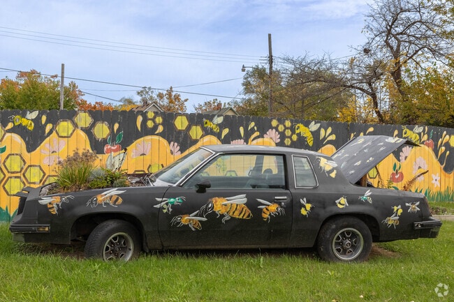 Creative art such as the bee car are a fun thing to spot while walking around Ravendale.