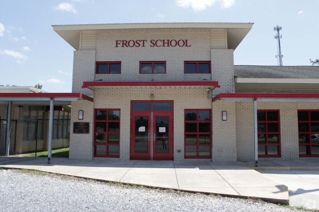Main entrance to Frost School in Livingston Parish, Livingston LA