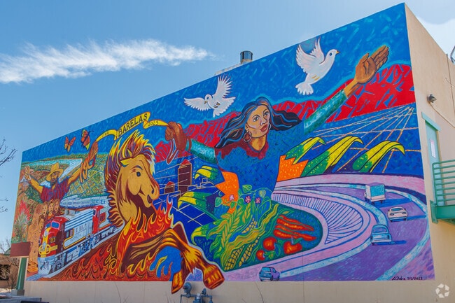 Artwork decorates the Barelas Community Center, a hub for local activities.