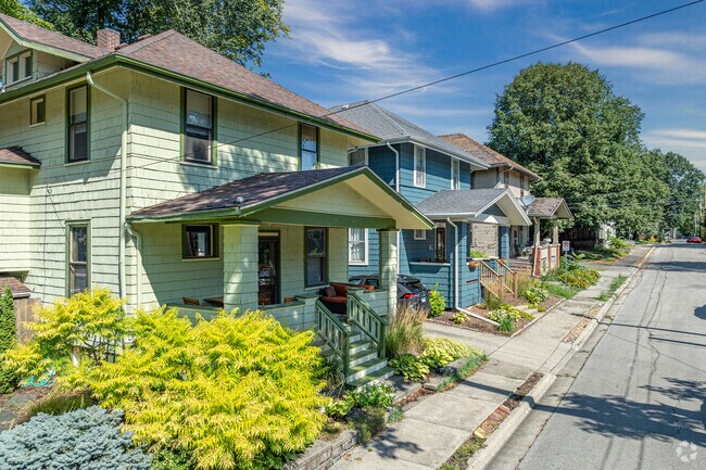 Mature trees line and shade the homes in Near East.