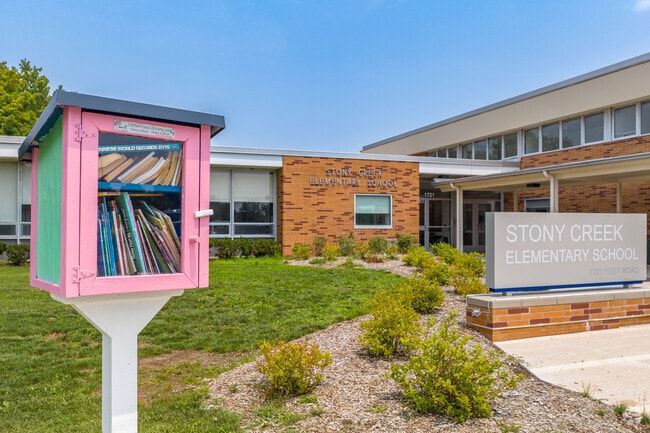 Take a book at the free little library at Stony Creek Elementary School in East Norriton.