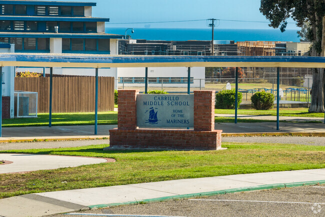 Entrance sign at Cabrillo Middle School in Downtown Ventura.