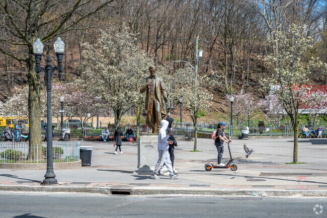 The Abraham Lincoln Statue is one of the landmarks in the Ludlow neighborhood.