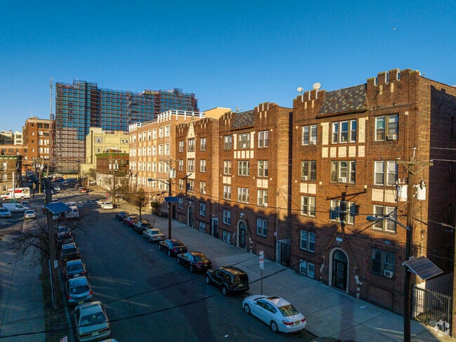 Brownstone Apartment buildings are a great addition to the Jersey Square neighborhood.