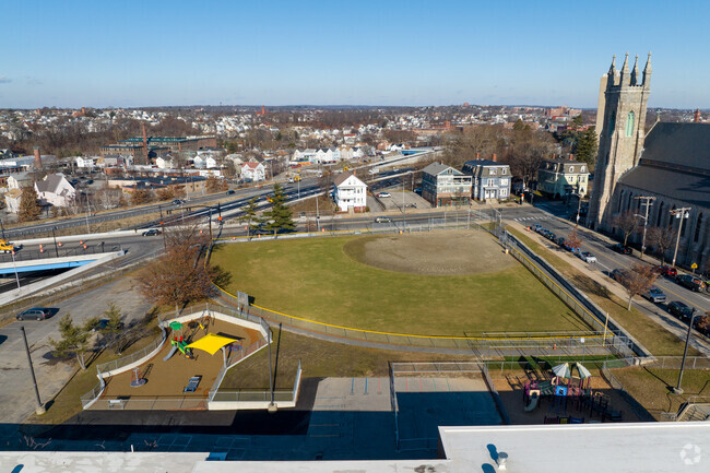 Playgrounds of Asa Messer Elementary School at Bridgham in Providence.