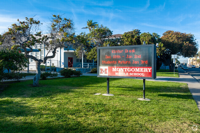 A view of Montgomery Middle School in Linda Vista from the street.
